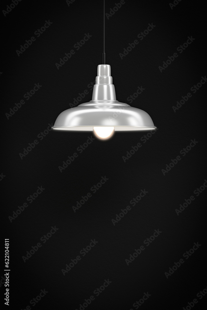 Aufkleber 3d rendering of a white lamp in front of a dark wall with space for your content