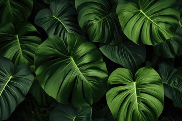 Fototapeta na wymiar background of tropical green leaves. ai generative