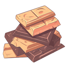 A sweet snack chocolate, cartoon illustration