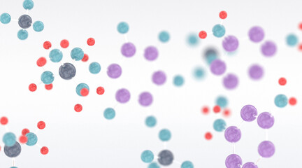 Benzol chemical molecules micro background. 3D illustration