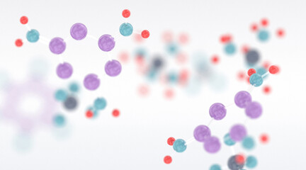 Benzol chemical molecules micro background. 3D illustration