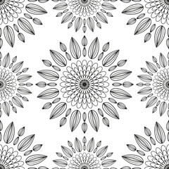 Flower meadow coloring page. Coloring book for adults and children.