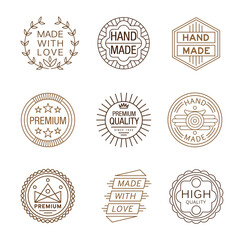 Retro design insignias logotypes , hand made, vintage elements.