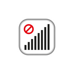 Obraz premium No signal icon. Signal strength indicator. Poor signal strength icon. Vector illustration. EPS 10.