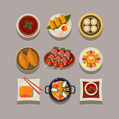 Korean food illustration in modern style for different use