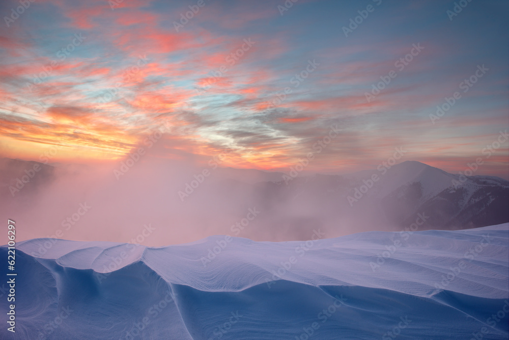 Sticker carpathian mountains, winter landscape, carpathians forest