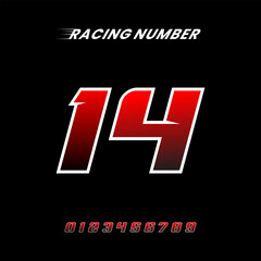 Racing Number 14 Design Vector Template