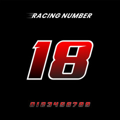 Racing Number 18 Design Vector Template
