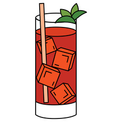 Isolated colored tropical cocktail sketch icon Vector
