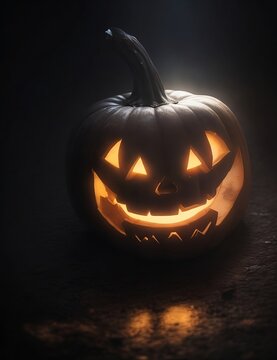 Halloween Pumpkin. Terrifying Head. Illustration. AI Image
