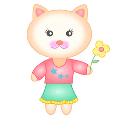 little girl cat cartoon