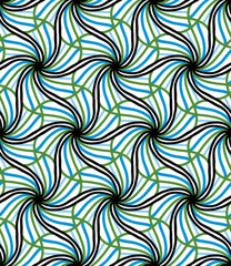 Seamless Pattern Circle Geometric Ornament Blue and Green