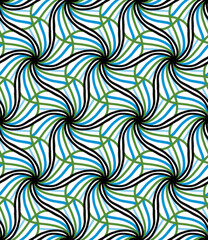 Seamless Pattern Circle Geometric Ornament Blue and Green