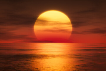 Fototapeta na wymiar 3d rendering of a sunset over the sea
