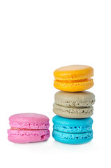 Colorful macaroons collection set on a white background
