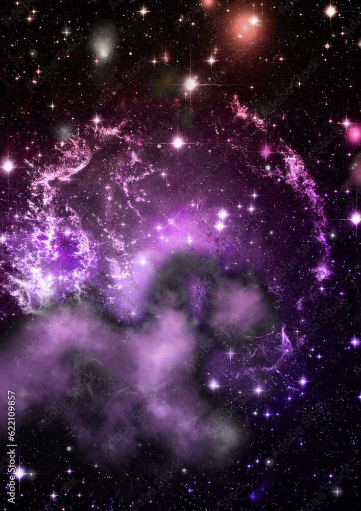 Poster star field in space a nebulae and a gas congestion. 