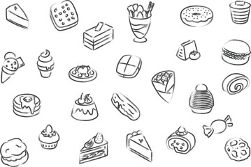 筆書きスイーツの壁紙イラストアイコンセット