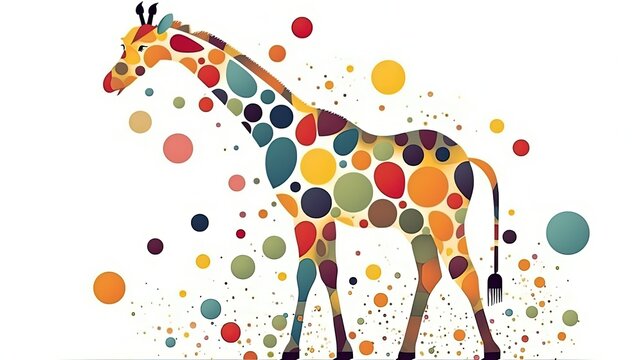 Abstract giraffe in style of flat illustration. Generative AI