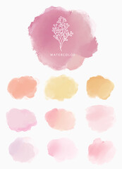 Watercolor circle brush with pink, yellow, orange for banner,background invitation