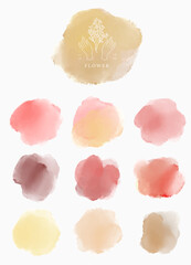 Watercolor circle brush with brown, red for banner,background invitation