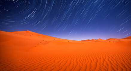 Fototapeta na wymiar beautiful desert at night with a starry night with lights