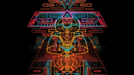 Abstract neon totem of the astral plane. Generative AI