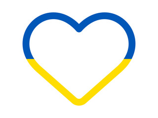 Ukraine flag in heart shape. Ukrainian flag icon. Line support Ukraine symbol. Love Ukraine. Made in Ukraine symbol.
