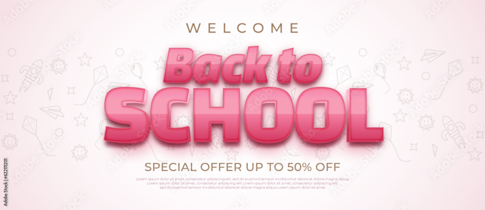 Poster back to school background with editable text effect