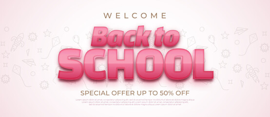 Back to school background with editable text effect