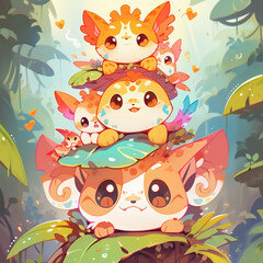 Fototapeta premium cute animal cartoon character made by AI generative image