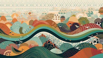 Wave colorful pattern. Abstract waves. Generative AI