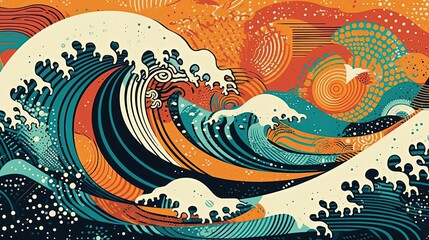 Obraz premium Wave colorful pattern. Abstract waves. Generative AI