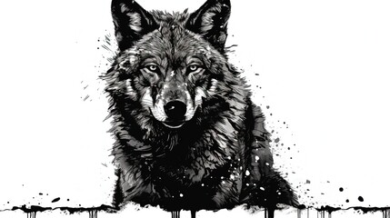 Black and white wolf. Generative AI