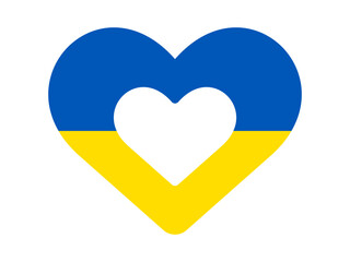 Ukraine flag in heart shape. Ukrainian flag icon. Support Ukraine symbol. Love Ukraine. Made in Ukraine symbol.