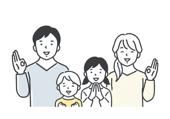 喜んでいる親子／上半身