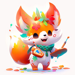 cute animal cartoon character made by AI generative image