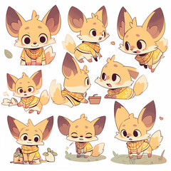 cute animal cartoon character made by AI generative image