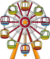 Colorful ferris wheel on white background
