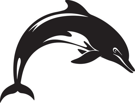 Bottlenose Dolphin Black And White, Vector Template  for Cutting and Printing