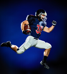 Plakat one american football player man isolated on colorful black background