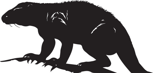 Obraz premium Komodo dragon Black And White, Vector Template Set for Cutting and Printing
