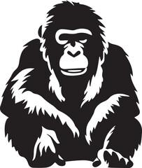 Orangutan Black And White, Vector Template Set for Cutting and Printing