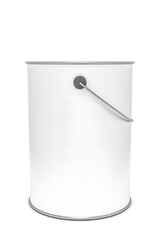 3d rendering of a white paint bucket isolated on white