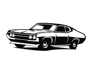 Obraz na płótnie Canvas Ford Torino Cobra car. isolated vector silhouette on a white background showing from the front. Best for badge, emblem, icon, sticker design, auto industry.