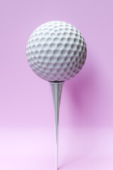 3d illustration of a golf balll isolated on pink background