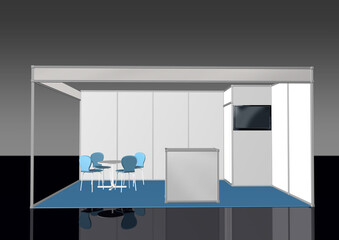 Basic exhibition stand booth 3D front, add your own design