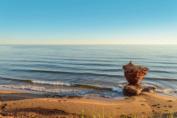 Ocean coast at the sunrise (Central Coastal Drive, Prince Edward Island, Canada)