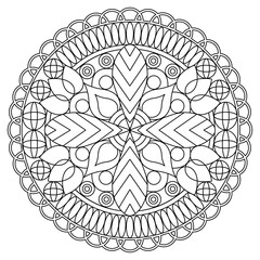 Isolated colorless mandala pattern drawing Vector