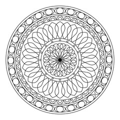 Isolated colorless mandala pattern drawing Vector