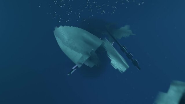 A 3D animation of a deep sea submersible imploding.